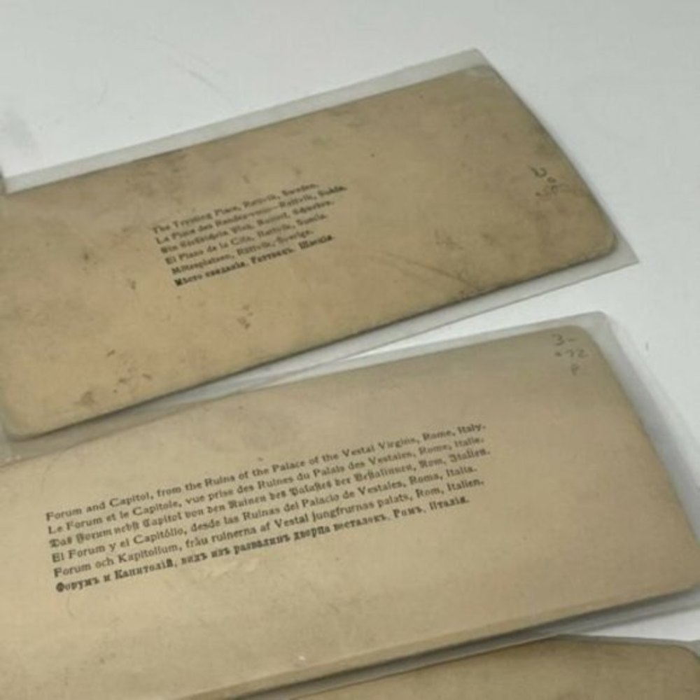 12‎ Antique Vintage StereoView Photo Card 7"x3.5" Rome Jesus Boston Sweden - Picture 9 of 12